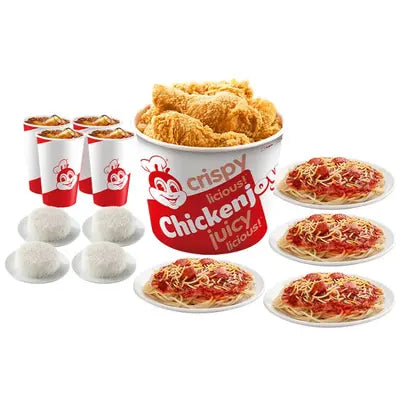 8 - pc. Chickenjoy w/ Rice, Jolly Spaghetti & Drinks